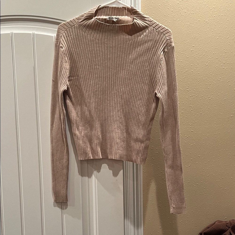 Versona Ribbed Knit Top in Beige